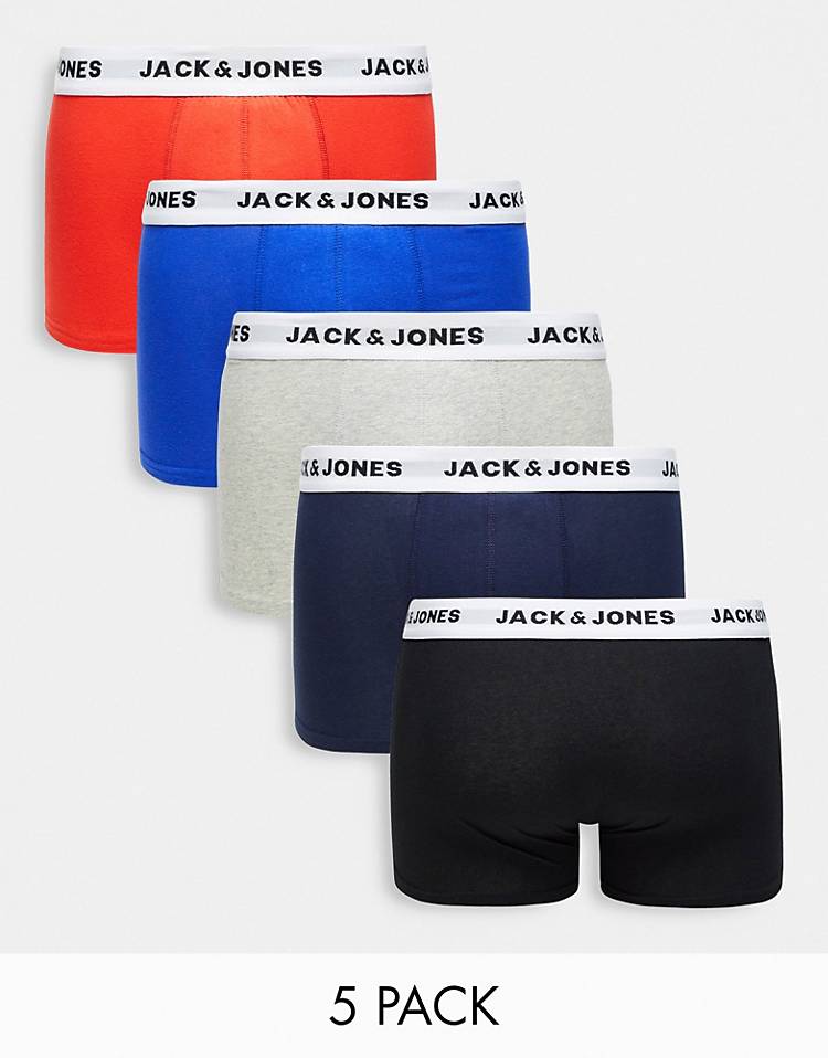 Jack & Jones 5 pack trunks in multi